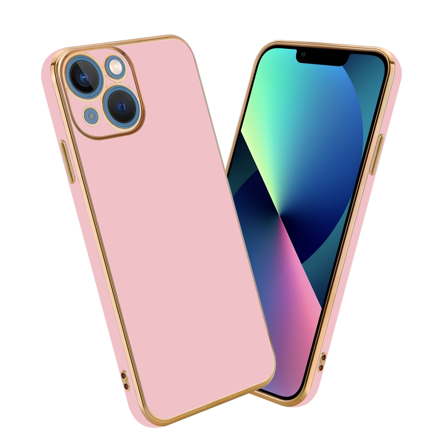 - Apple, Backcover, Kameraschutz, MINI, mit Handyhülle iPhone Glossy Gold 13 Rosa CADORABO
