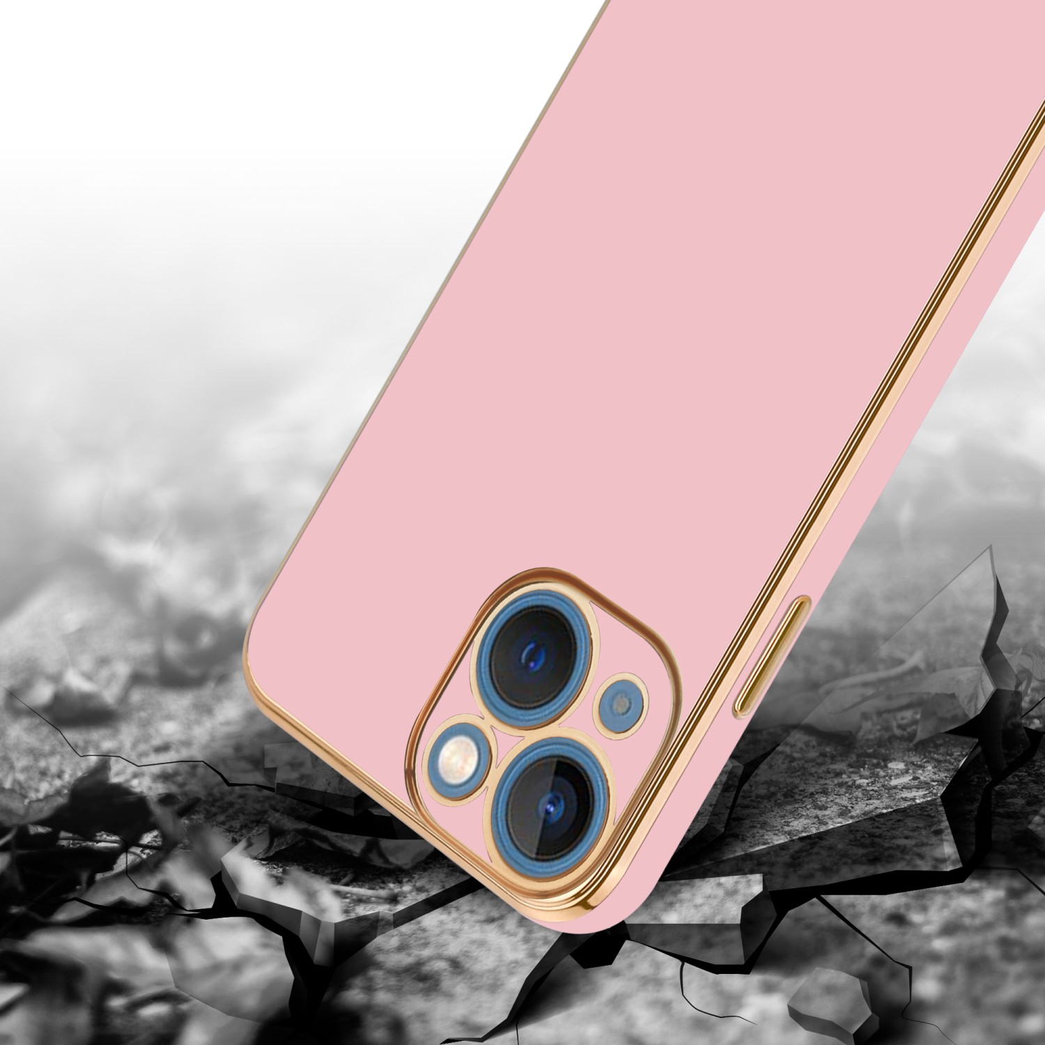 - Apple, Backcover, Kameraschutz, MINI, mit Handyhülle iPhone Glossy Gold 13 Rosa CADORABO