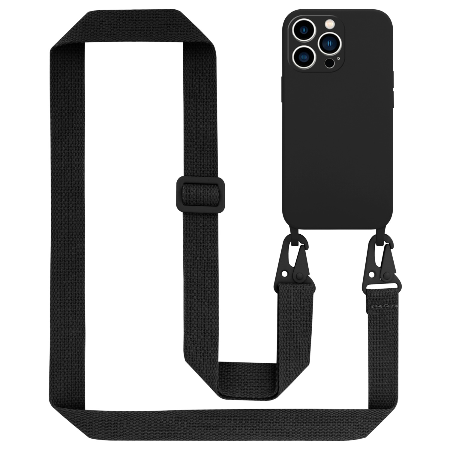 CADORABO Handy PRO, Kette SCHWARZ verstellbaren Apple, Band, Schutzhülle Silikon 14 Kordel iPhone längen Backcover, mit LIQUID