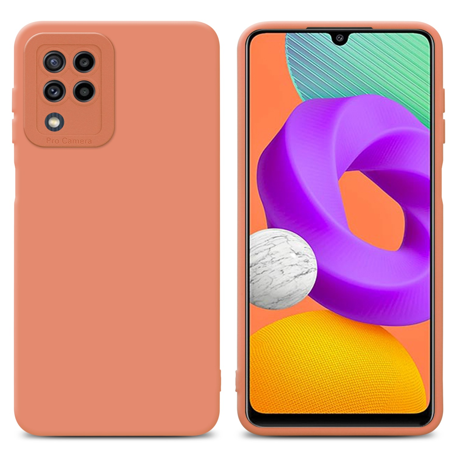 Due telefoni con custodie. Uno mostra un design colorato, l'altro ha una custodia arancione.