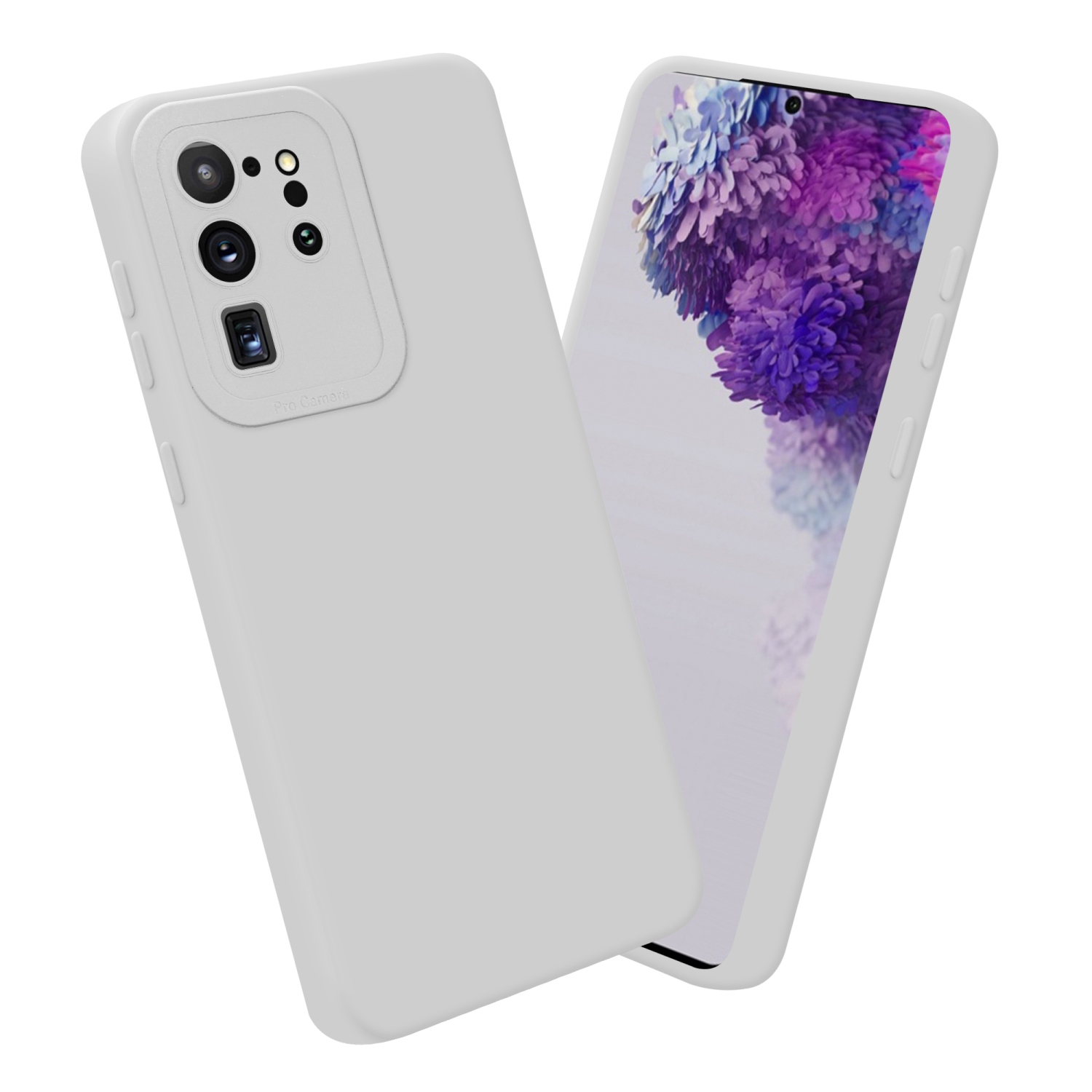 Due custodie per telefono bianche con protezioni fotocamera.