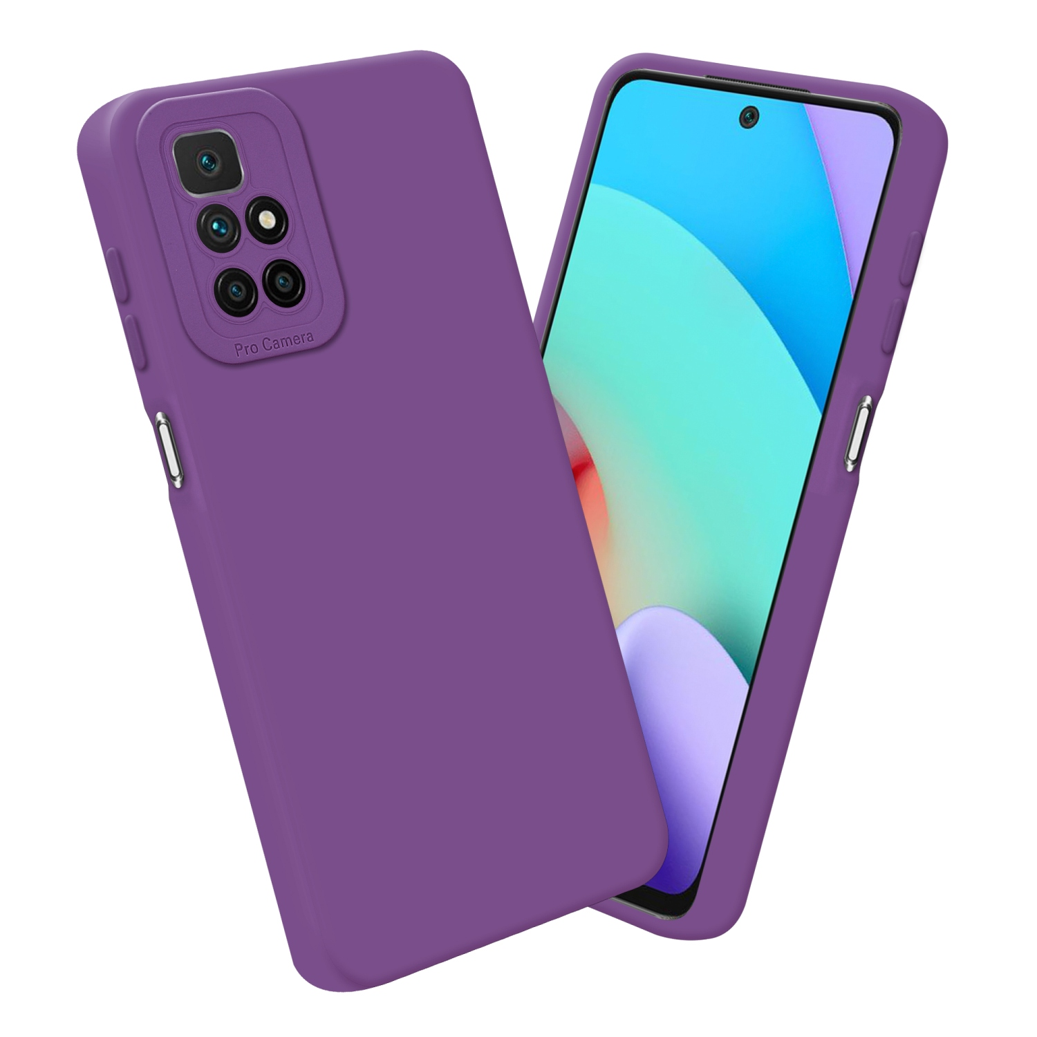 Coque de téléphone violette avec deux téléphones. Un ouvert, un fermé. Les deux téléphones ont une coque violette.