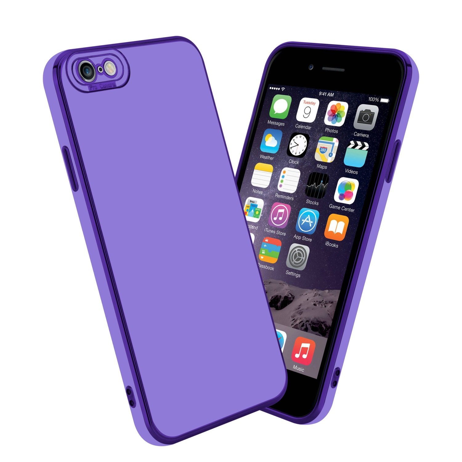 Apple, iPhone Backcover, - / Kameraschutz, Glossy Schutzhülle Rosé CADORABO 6S, mit Gold 6 Lila