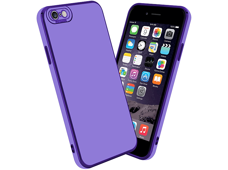 CADORABO Schutzhülle mit Kameraschutz, Backcover, Apple, iPhone 6 / 6S, Glossy Lila - Rosé Gold | Backcover