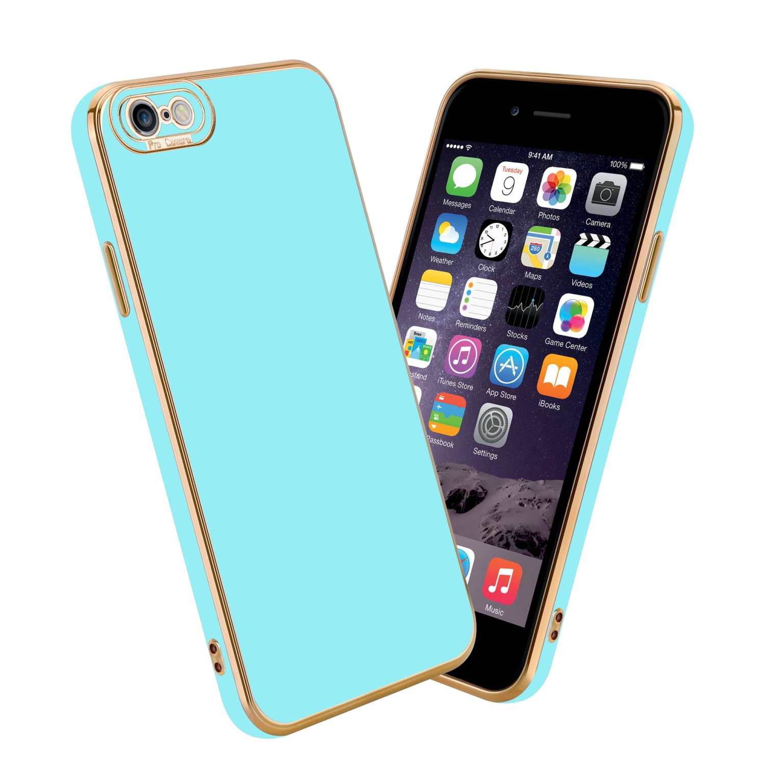 Schutzhülle CADORABO iPhone Türkis Kameraschutz, Backcover, Gold mit Rosé - / Apple, Glossy 6 6S,