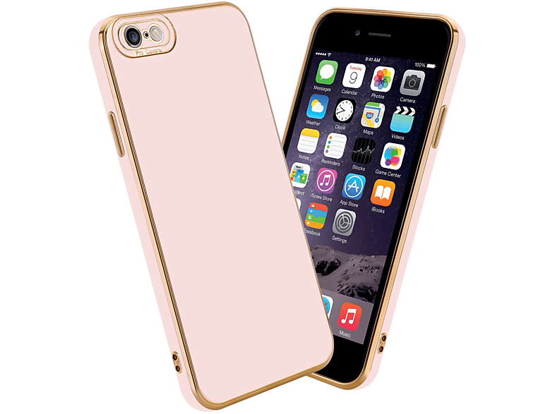 mit Backcover, Gold Rosé Glossy / Rosa Apple, Kameraschutz, iPhone PLUS 6 Schutzhülle 6S CADORABO - PLUS,