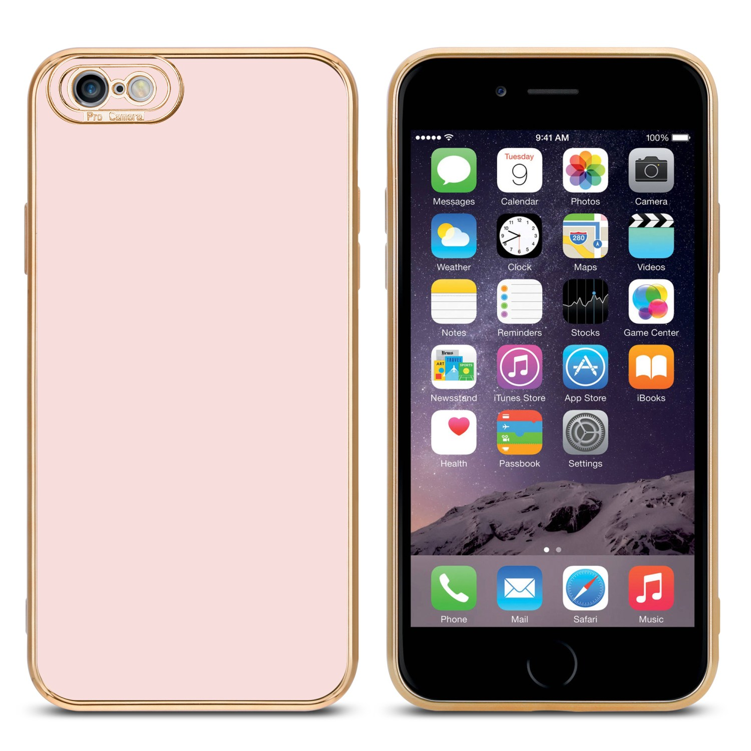 Gold - Schutzhülle 6 6S CADORABO Backcover, Kameraschutz, Glossy PLUS, Rosé Rosa iPhone Apple, mit PLUS /