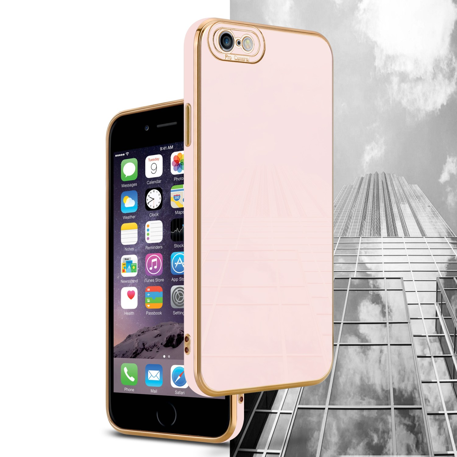 CADORABO Schutzhülle 6 iPhone Rosé Gold PLUS - Apple, / Glossy Rosa Backcover, Kameraschutz, PLUS, mit 6S