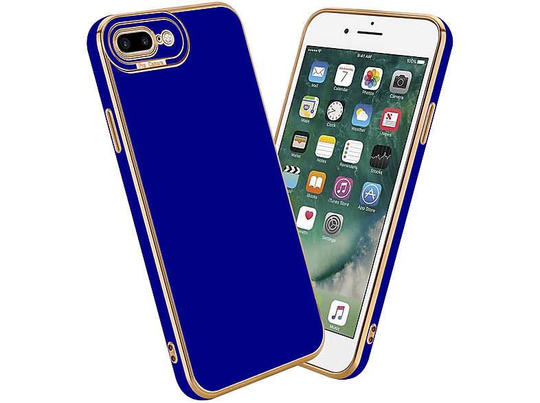 Rosé 8 / Kameraschutz, PLUS Apple, Blau mit 7S 7 CADORABO Backcover, Schutzhülle / PLUS Gold PLUS, Glossy iPhone -