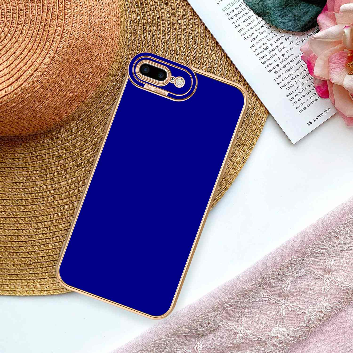 Rosé 8 / Kameraschutz, PLUS Apple, Blau mit 7S 7 CADORABO Backcover, Schutzhülle / PLUS Gold PLUS, Glossy iPhone -