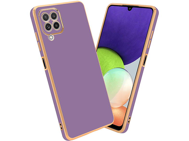 CADORABO Handyhülle mit Kameraschutz, Backcover, Samsung, Galaxy A22 4G, Glossy Lila - Gold