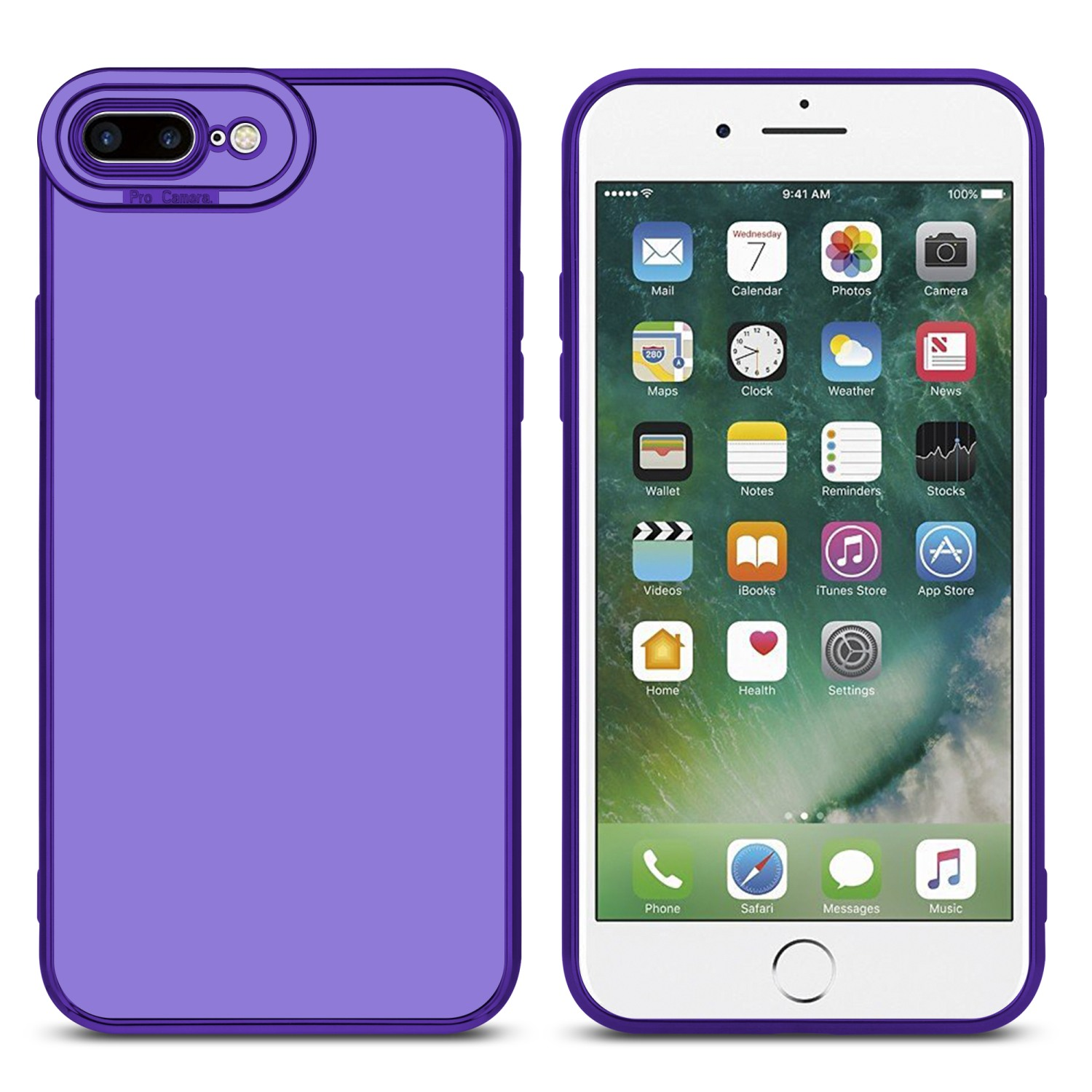 Glossy Lila 7S - Gold PLUS Rosé iPhone 7 Backcover, 8 CADORABO Kameraschutz, PLUS, PLUS mit Apple, / / Schutzhülle