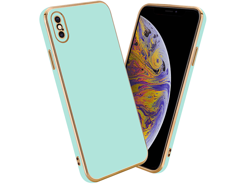 Apple, Handyhülle CADORABO Gold Mint MAX, iPhone XS - mit Backcover, Kameraschutz, Glossy Grün