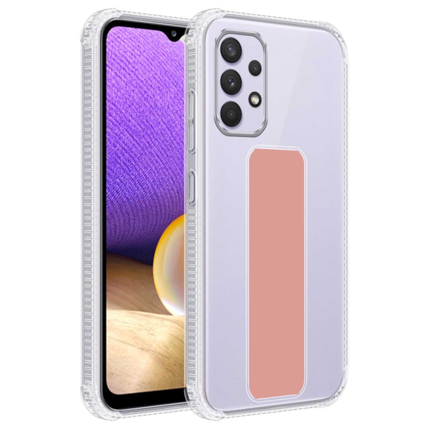Transparente Handyhülle mit rosa Einsatz; Samsung.