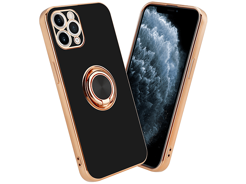 Apple, Hülle Schwarz Glossy MAX, 11 CADORABO iPhone Kameraschutz - Autohalterung, PRO Backcover, magnetischer und mit Gold