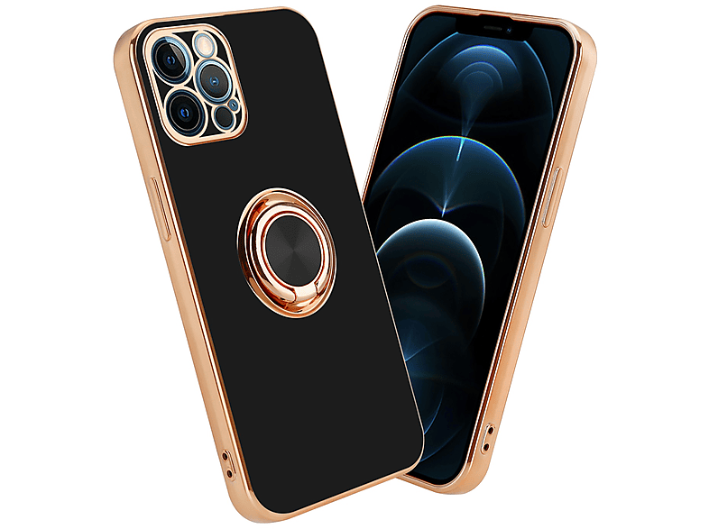Autohalterung, und - Glossy Hülle Apple, Backcover, mit 12 iPhone Gold magnetischer Kameraschutz Schwarz PRO MAX, CADORABO