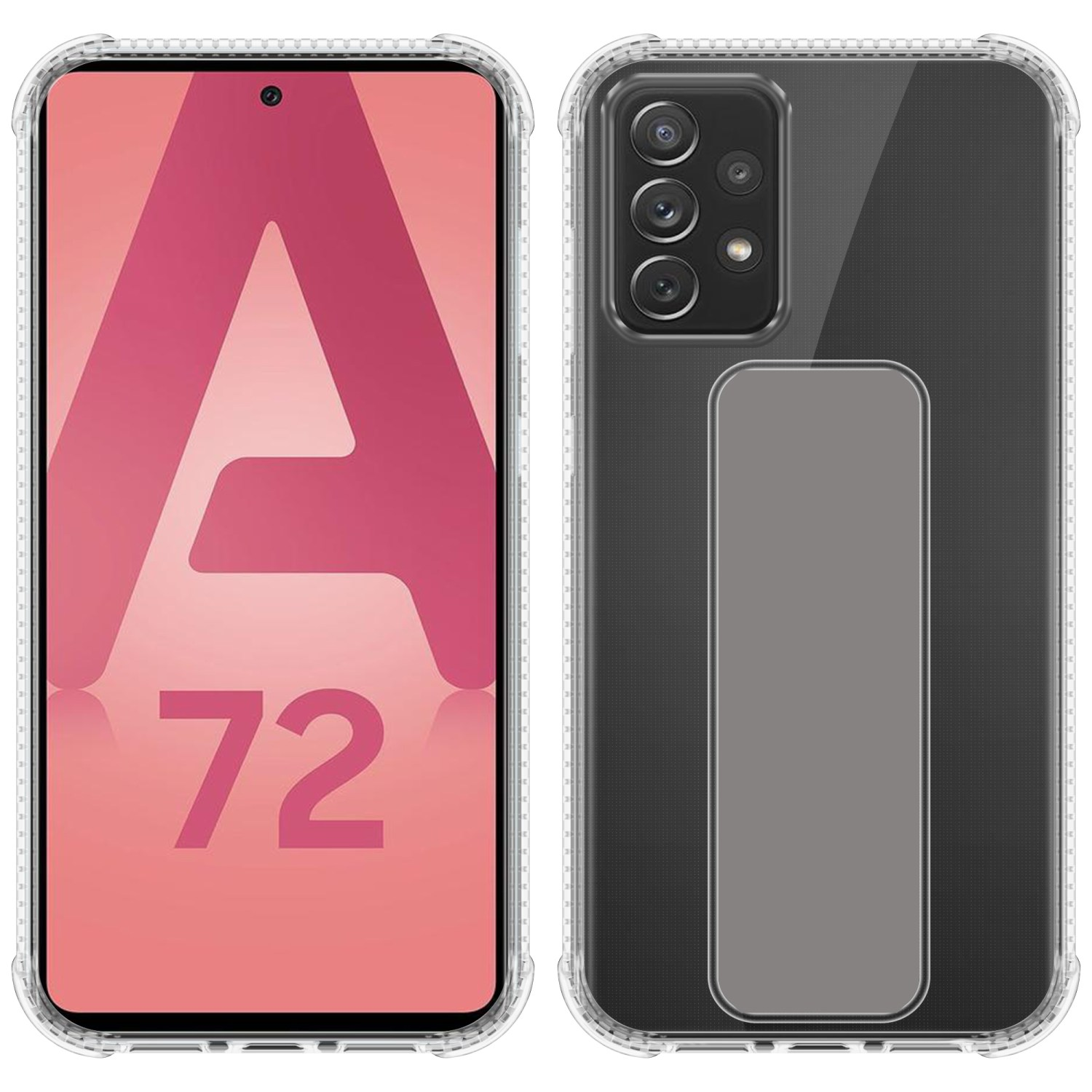 Telefonbildschirm mit Buchstabe A und Nummer 72. Transparente Hülle.
