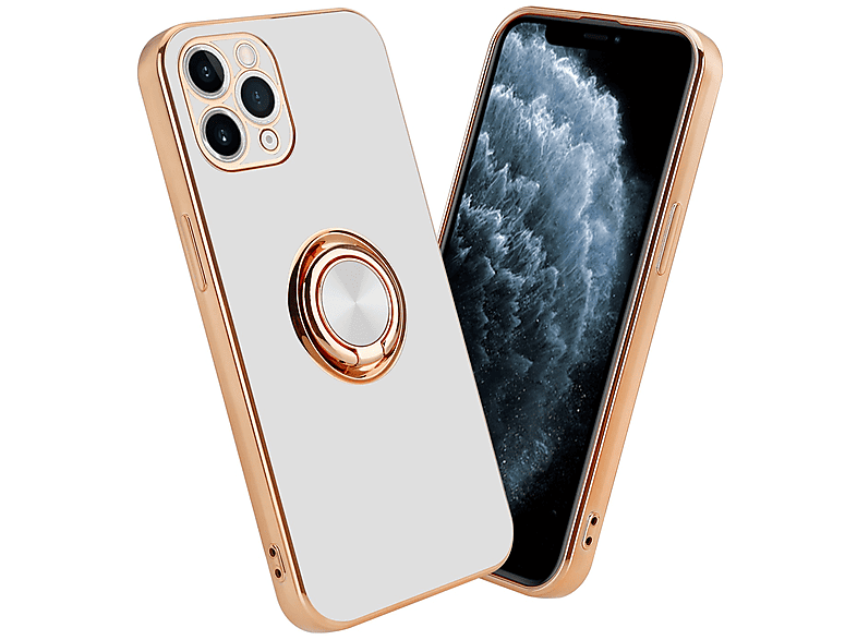 CADORABO Hülle mit Kameraschutz und Weiß iPhone Gold PRO, magnetischer Autohalterung, Backcover, - 11 Apple, Glossy