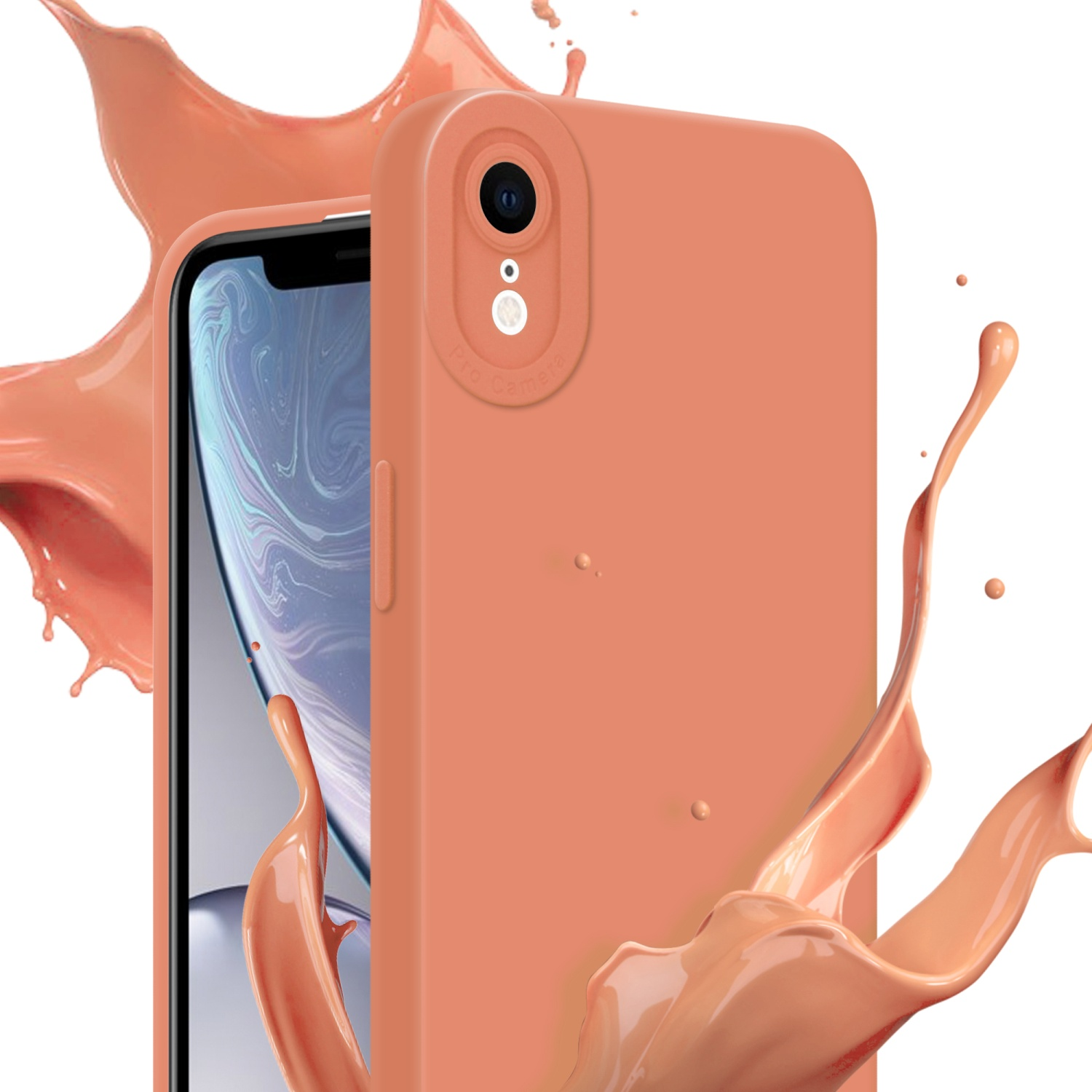 CADORABO Schutzhülle TPU Fluid Style, HELL iPhone XR, FLUID Apple, ORANGE Backcover