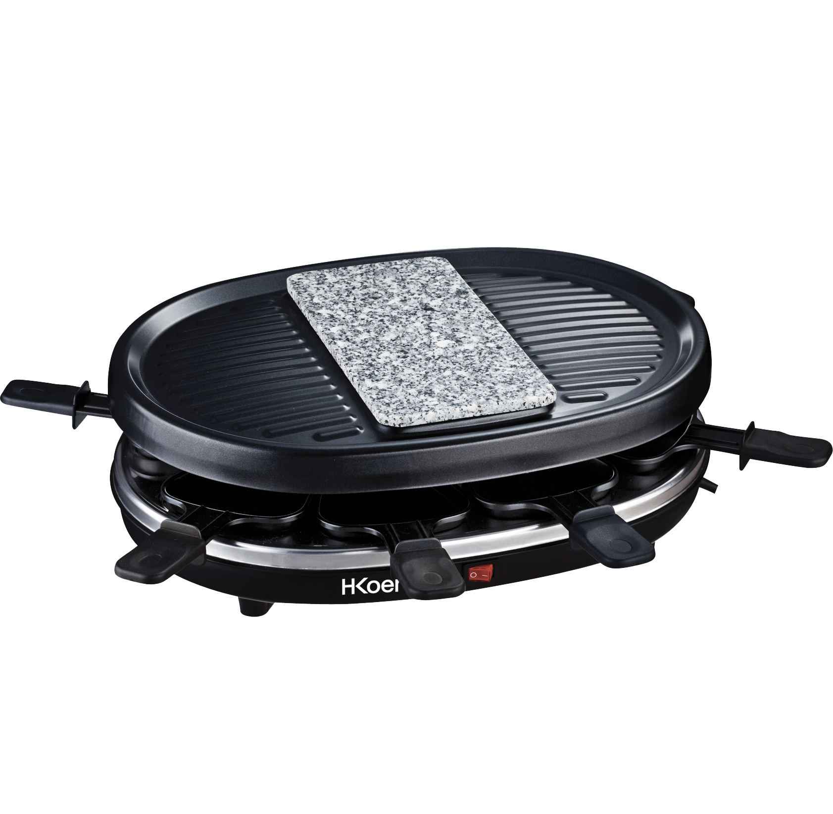 8 Raclette H.Koenig Personen Naturstein RP80 Grillplatte / 900 / H.KOENIG / schwarz und Raclette-Gerät W /