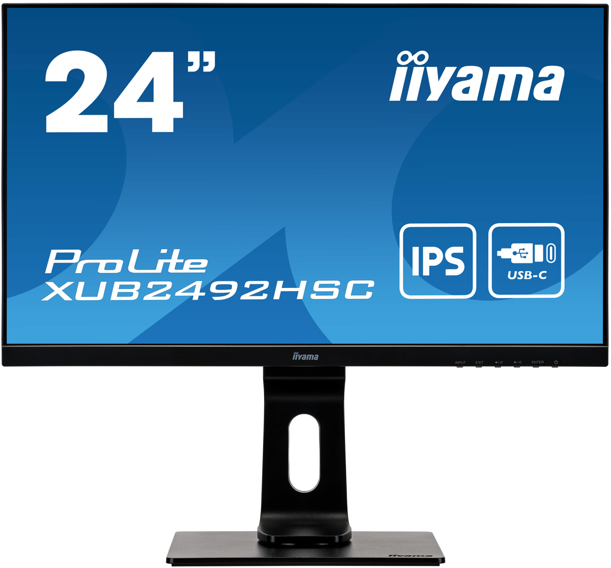 Monitor - ProLite XUB2492HSC IIYAMA, 24 ", QVGA, 4 ms, 1 x HDMI, 1 x DisplayPort, 1 x USB-C (Alimentación 65W), Negro