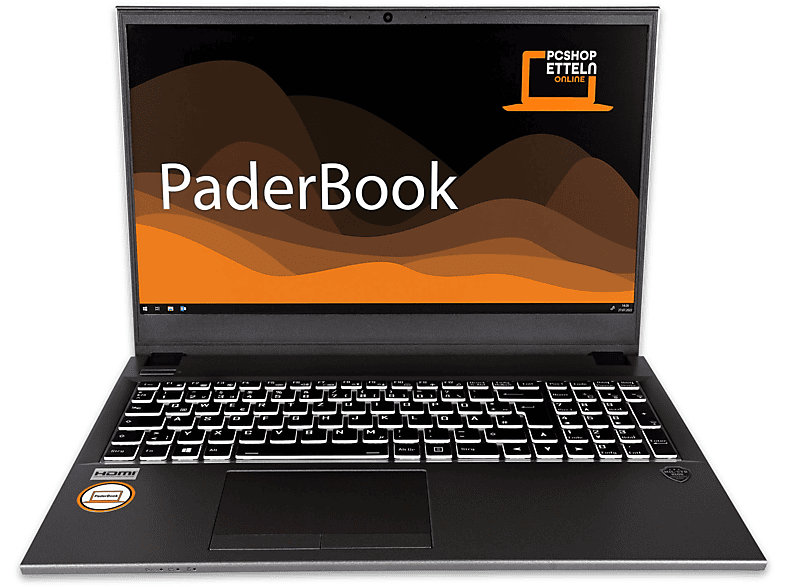 PADERBOOK Basic i75, fertig installiert und aktiviert, Office 2021 Pro, Notebook mit 15,6 Zoll Display, 64 GB RAM, 1000 GB SSD, Silber Metallic
