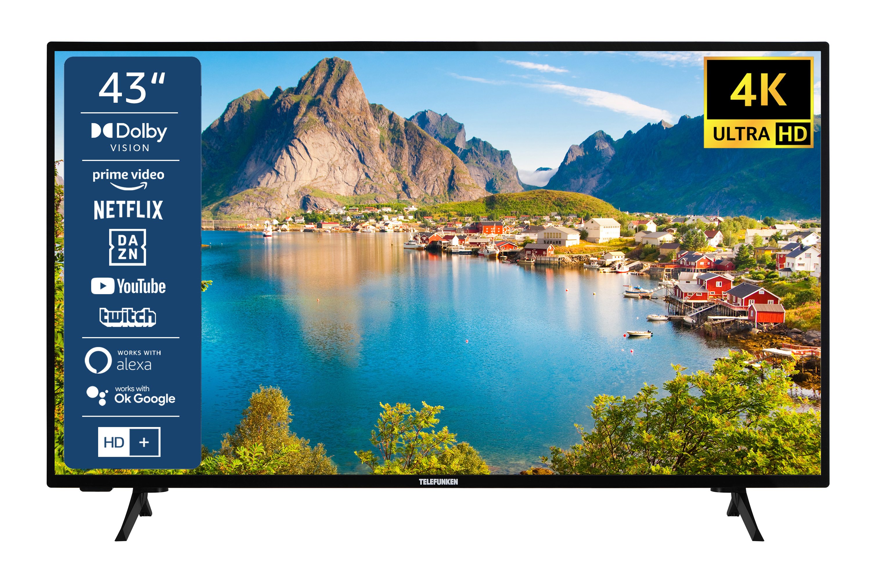 TELEFUNKEN XU43SN550S LED TV Zoll (Flat, / SMART UHD cm, 108 4K, TV) 43