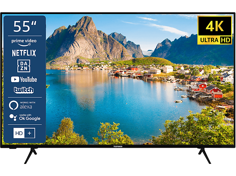 Zoll (Flat, LED TELEFUNKEN XU55SN550S SMART 4K, 55 UHD / TV 139 cm, TV)