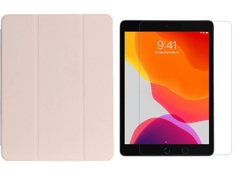 Pro 2in1 (Schutzhülle LOBWERK + 3 Bookcover iPad Air Kunststoff, für 10.5 Set Schutzglas) 10.2 Zoll Apple Ipad Case Rosa Pro