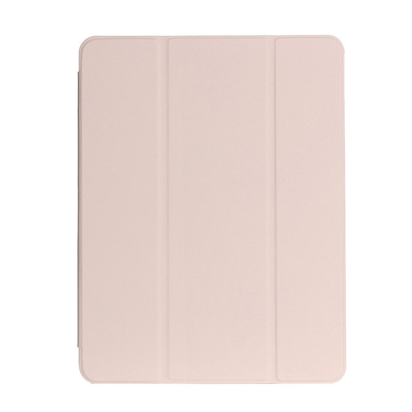 Eine hellrosa Tablet-Hülle, geschlossen. Die Hülle hat drei Falten.