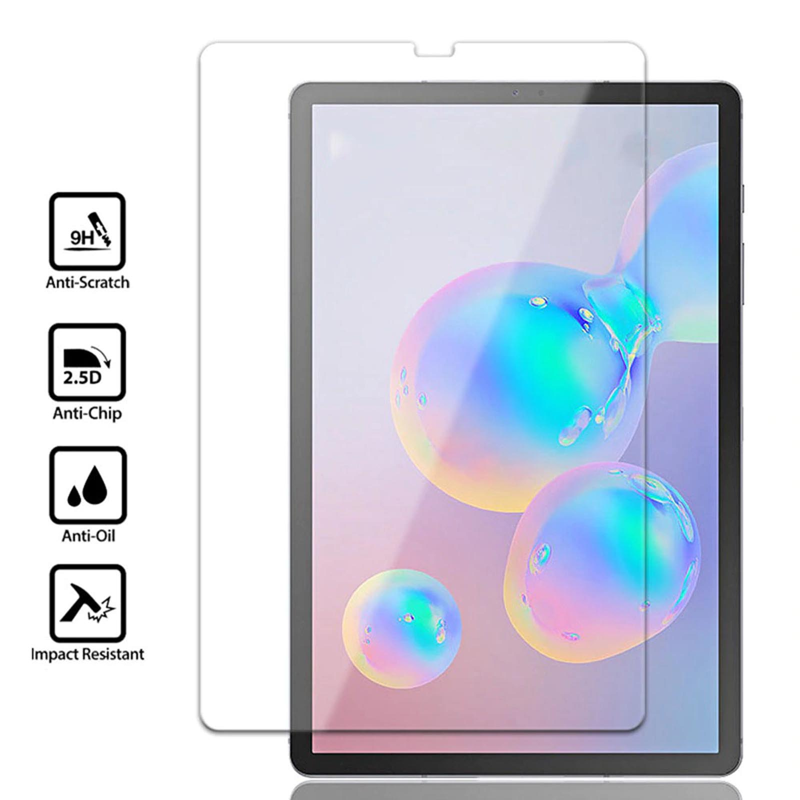 Tablet con protezione schermo. Il protettore è trasparente e il tablet mostra immagine astratta colorata.