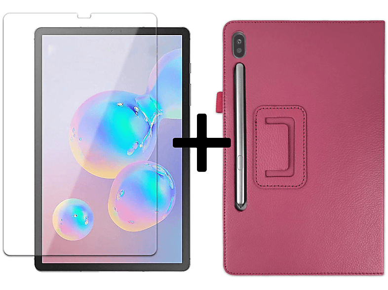 Pink Tab (Schutzhülle Case + 10.5 Bookcover Kunstleder, 2in1 Set Samsung S6 LOBWERK für Galaxy Schutzglas) SM-T865 SM-T860
