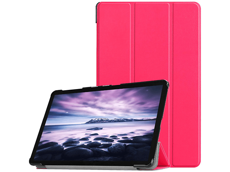 LOBWERK Hülle Schutzhülle Bookcover für Samsung Galaxy Tab A SM-T590 SM-T595 SM-T597 10.5 Zoll Kunstleder, Pink