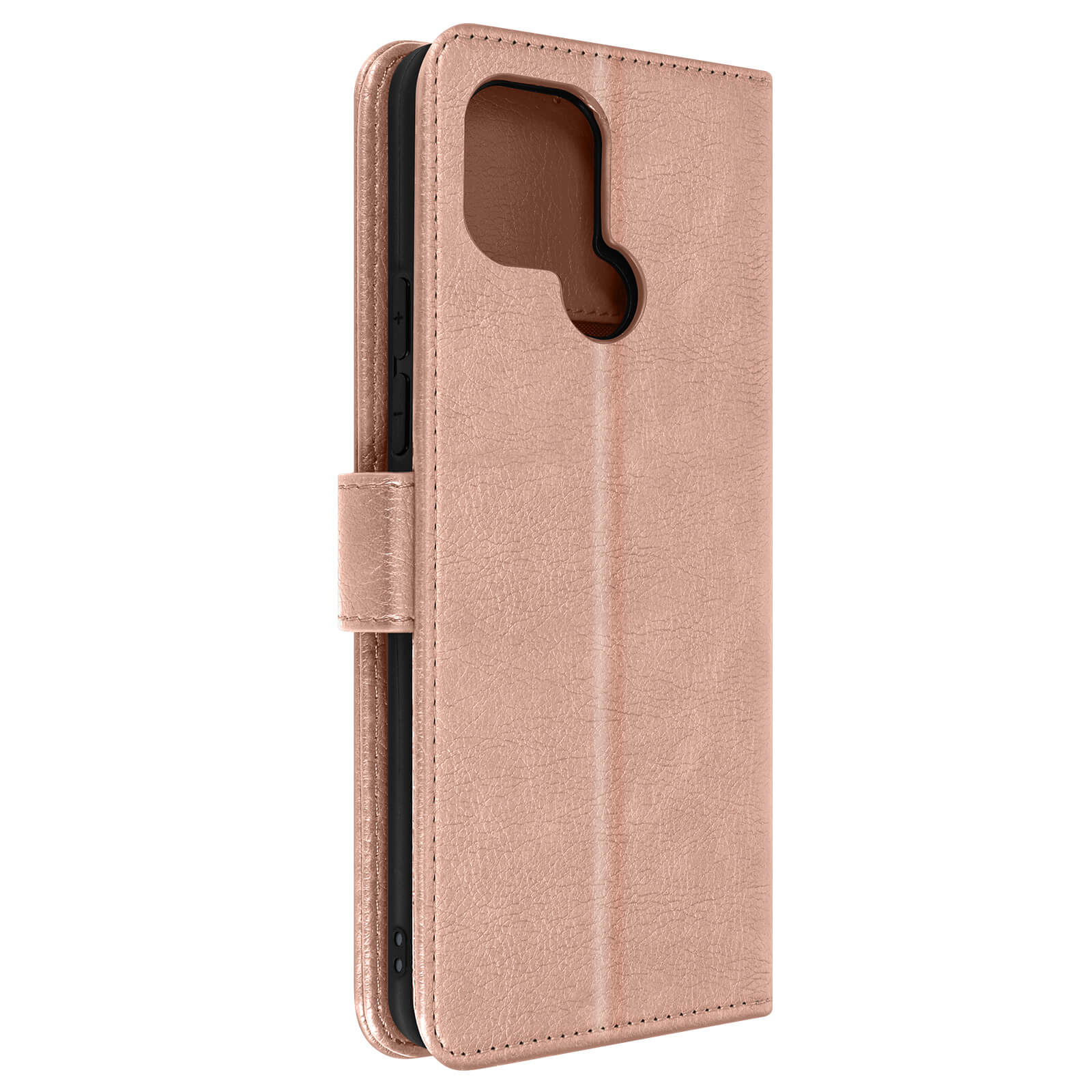 Custodia per telefono oro rosa, chiusa, con chiusura magnetica.