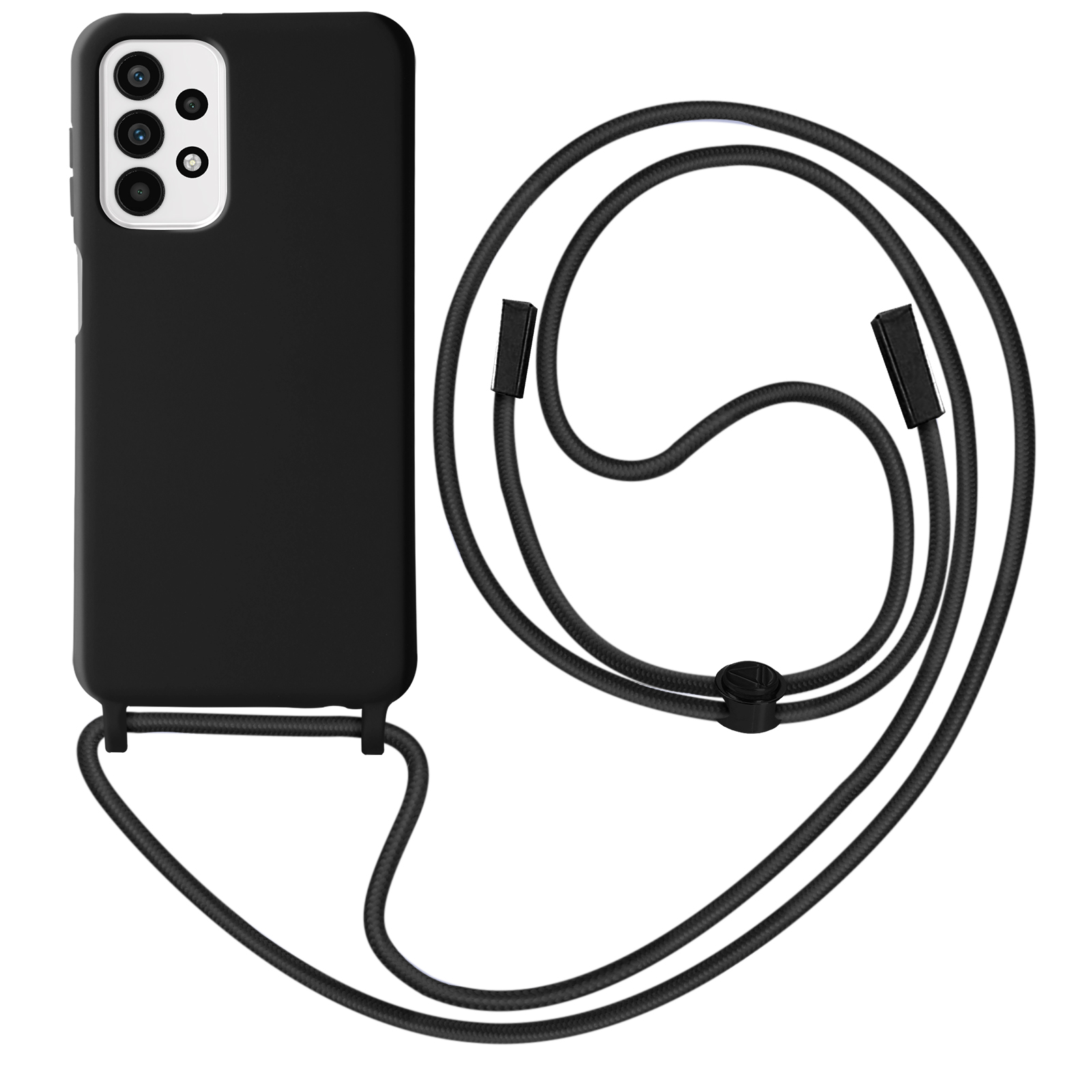 Coque noire avec cordon noir.