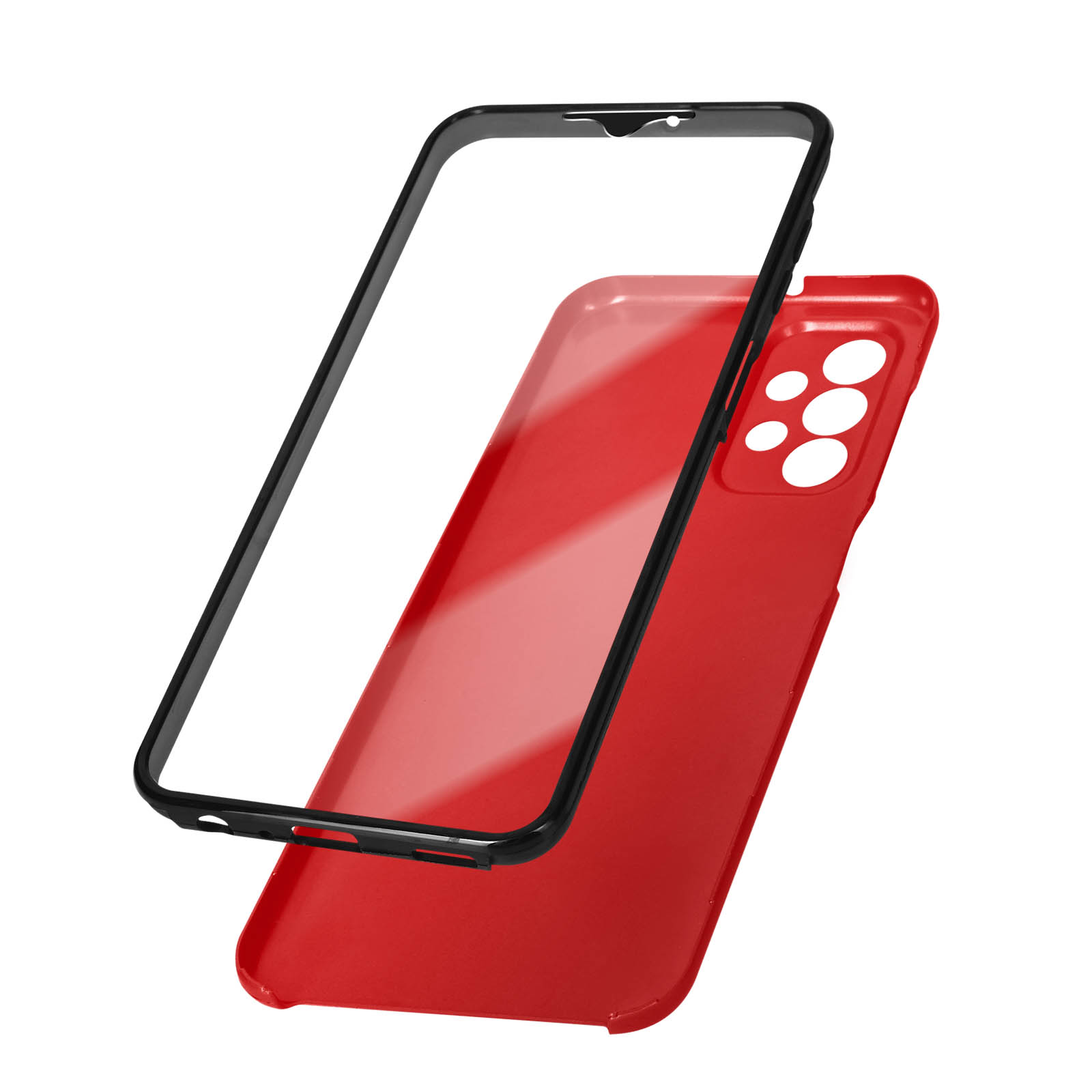 Custodia rossa per telefono e protezione schermo. La protezione è trasparente.