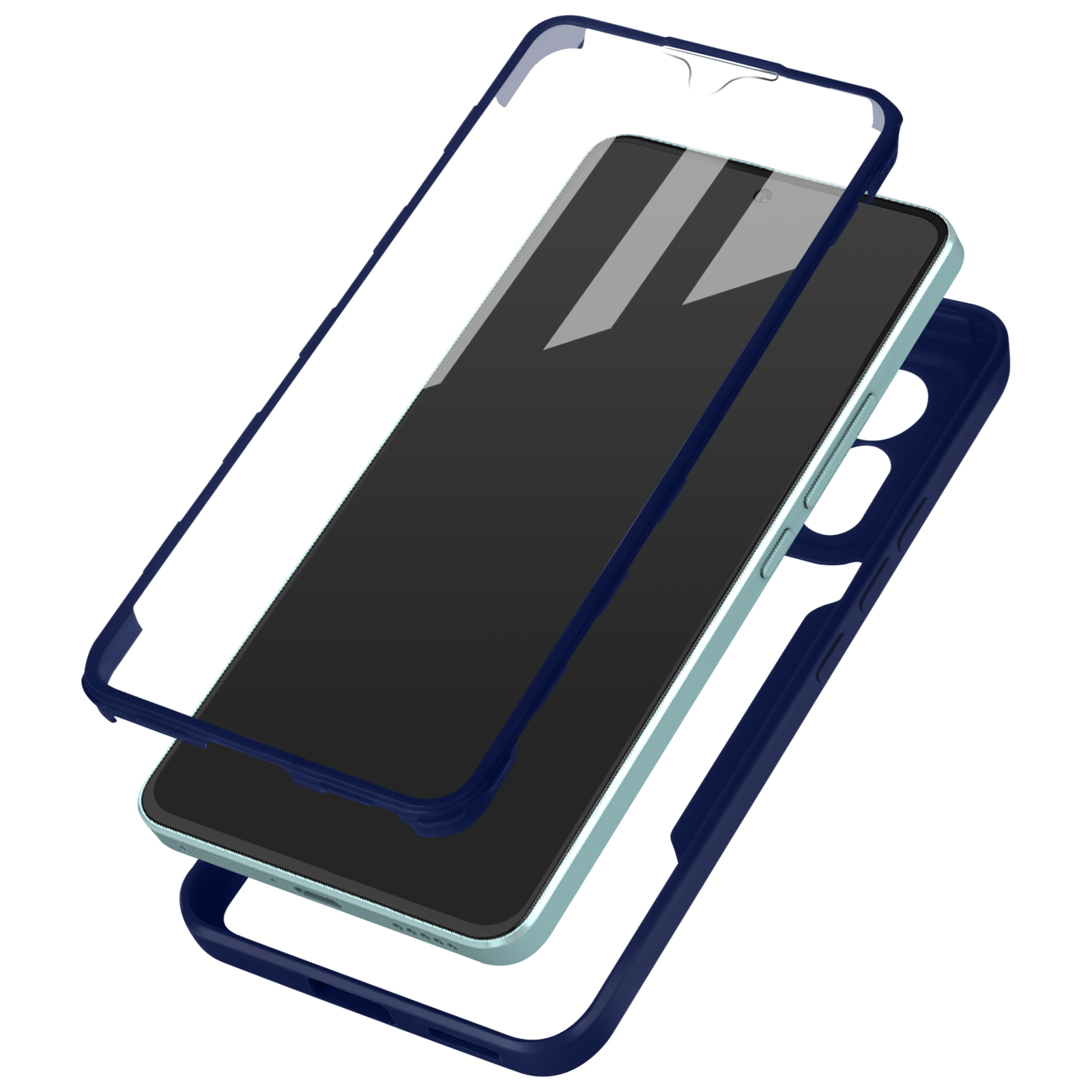 Coque de téléphone avec protection d'écran transparente et cadre.