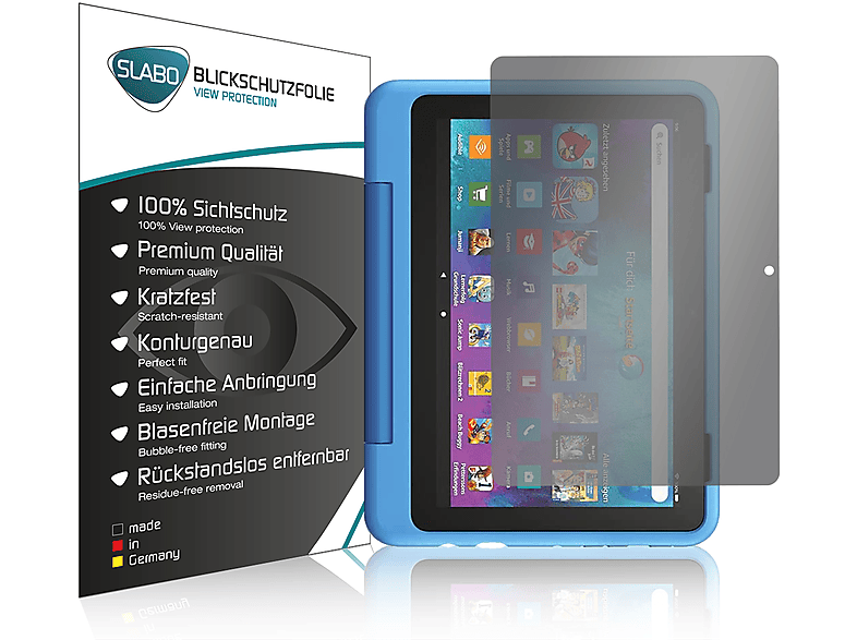 Blickschutz Protection Pro SLABO (2022)) Displayschutz(für Amazon 8 360° View Tablet Kids Schwarz Fire