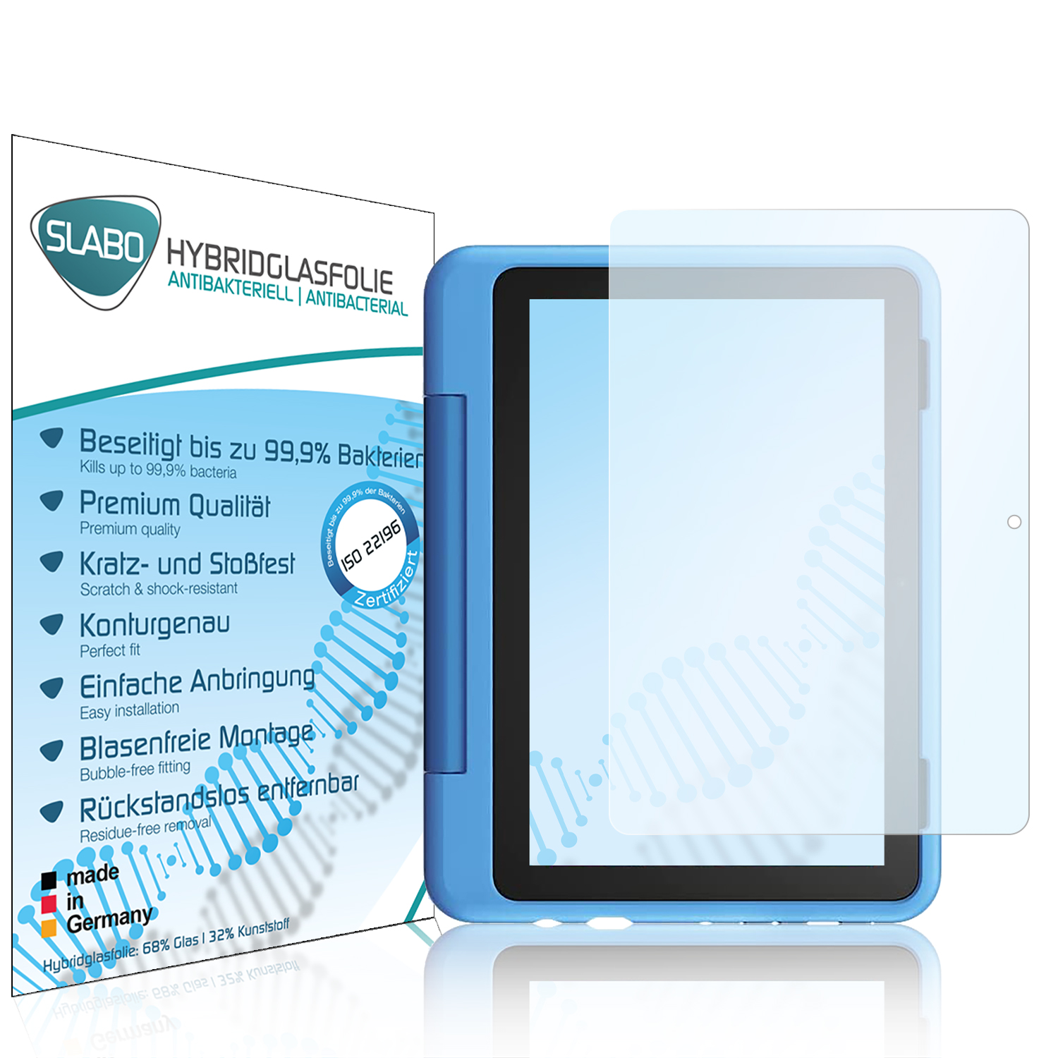 Displayschutz(für Kids (12. antibakteriell Generation - Fire flexibles Pro-Tablet Amazon 8 Hybridglas SLABO 2022))