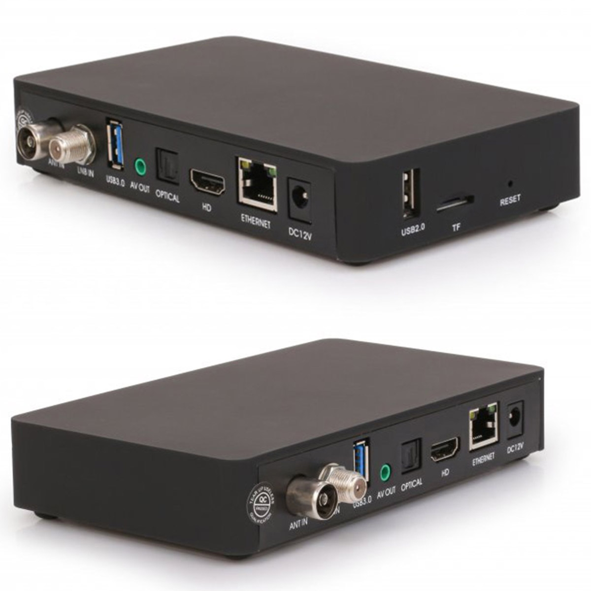 AX TECHNOLOGY Multibox Combo Sat (HDTV, Receiver Tuner, Schwarz) DVB-C, DVB-S2, (H.265), DVB-S2/C/T2 Twin SE WiFi DVB-T2