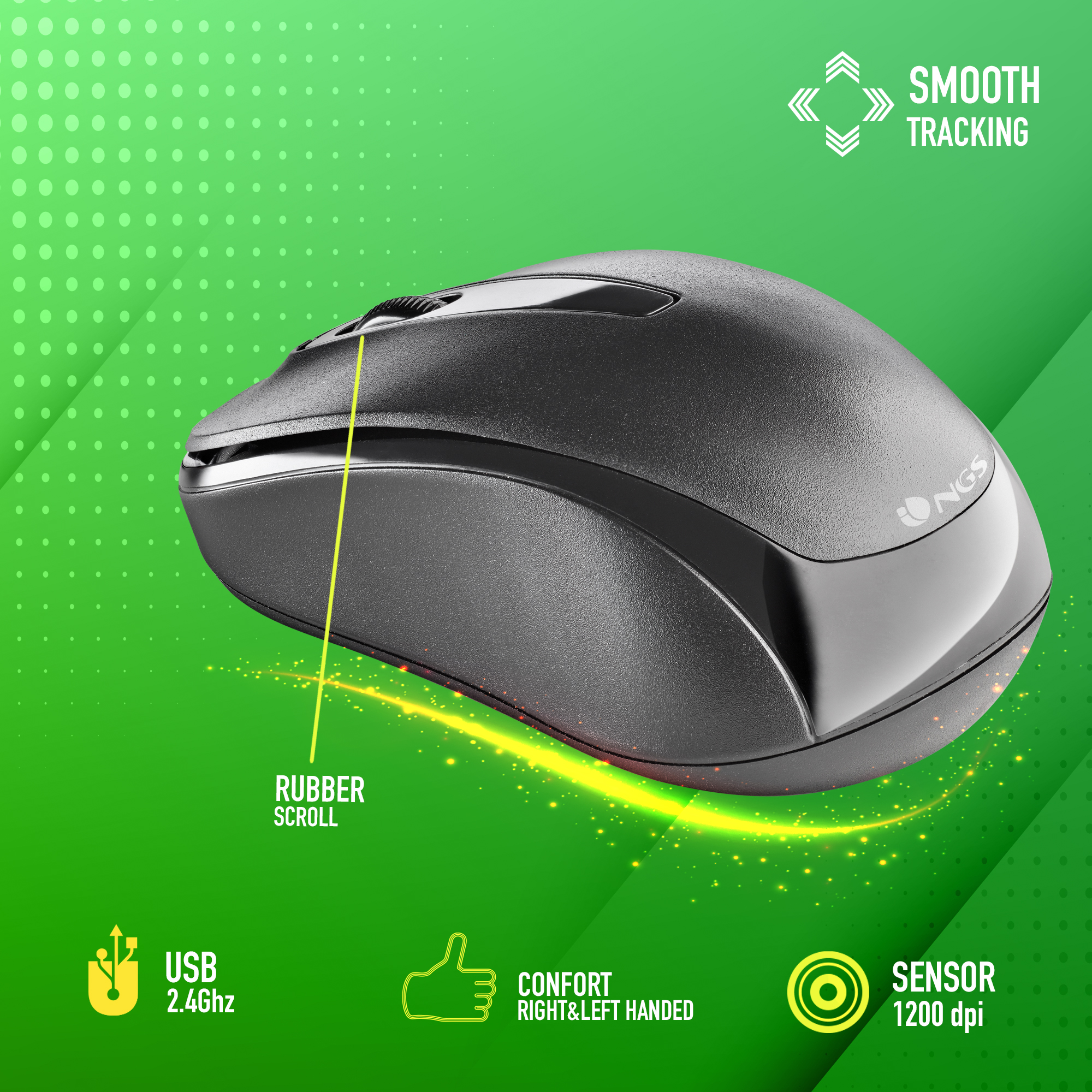 MediaRange Ratón ergonómico de 6 botones con sensor óptico para zurdos, con cable, negro
