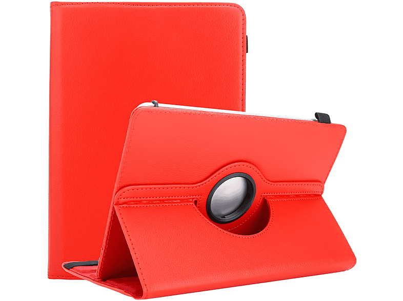 CADORABO Tablet Hülle 360 Grad Schutz Tablethülle Backcover für Alcatel Kunstleder, ROT