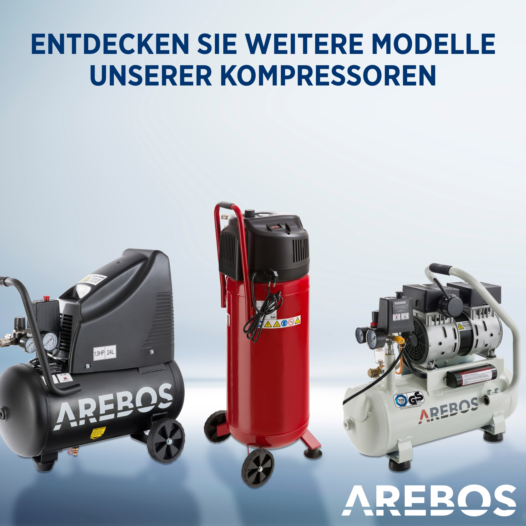12l | weiß Ölfrei Druckluft Euro AREBOS Kompressor, | Schnellkupplung