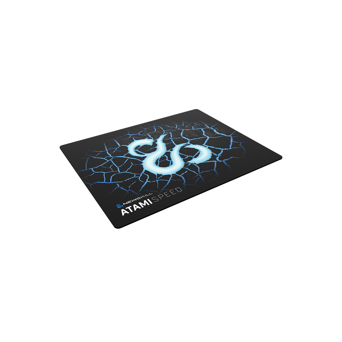Podkładka pod mysz dla graczy z niebieskim, stylizowanym wzorem błyskawicy i tekstem.