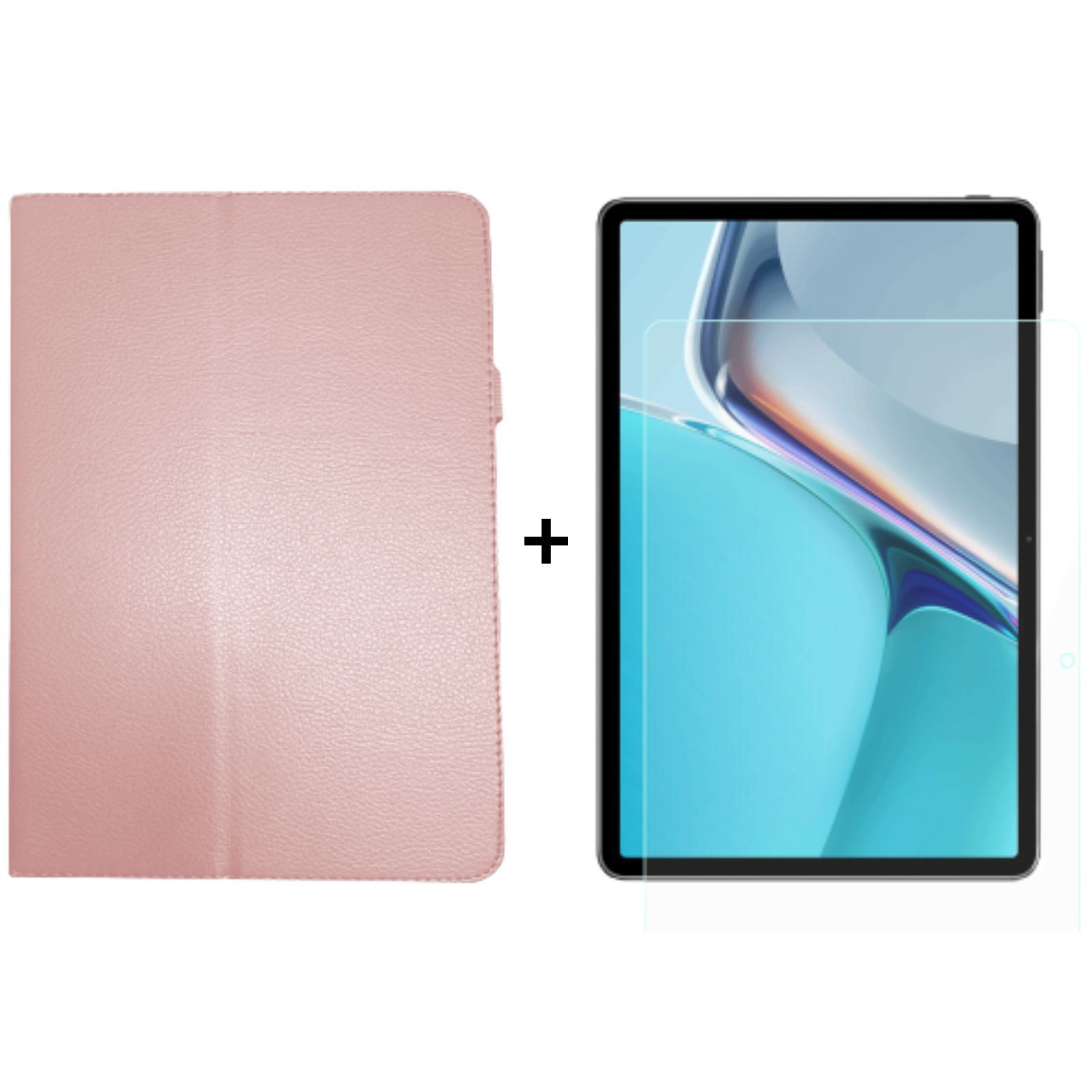 Case Bookcover Zoll LOBWERK 11 für 11 Huawei MatePad Set 2021 Rosa Kunstleder, (Schutzhülle + 2in1 Schutzglas)