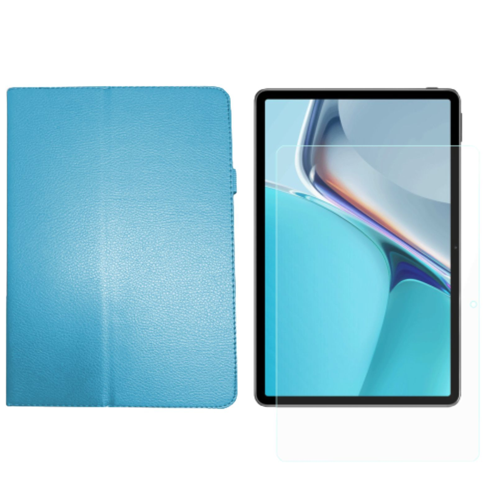 Huawei MatePad Zoll Set Hellblau Bookcover LOBWERK + 11 (Schutzhülle Case Schutzglas) für 2in1 Kunstleder, 2021 11