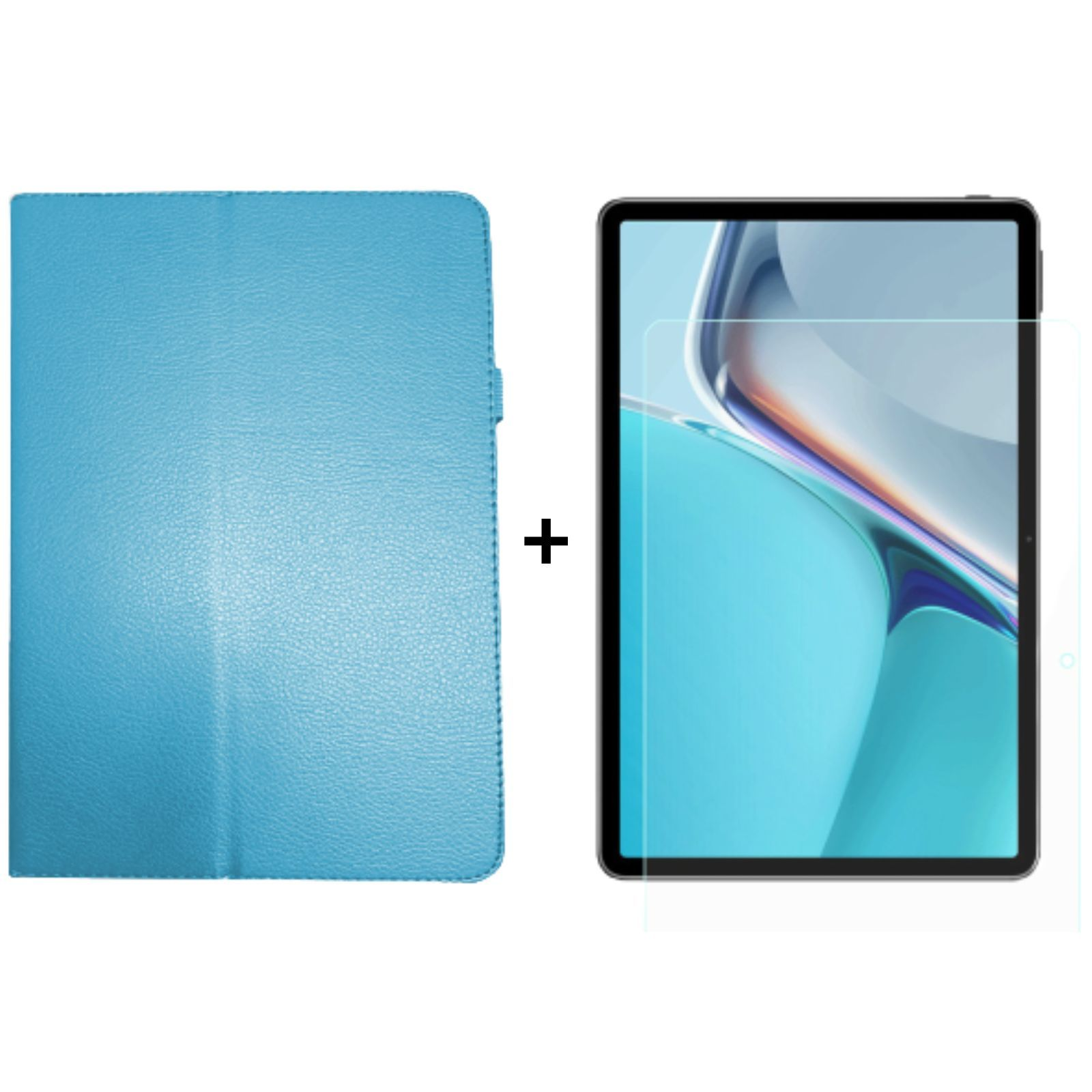 Bookcover Zoll Case 11 2in1 Set Schutzglas) Kunstleder, Hellblau + (Schutzhülle Huawei MatePad 2021 LOBWERK 11 für