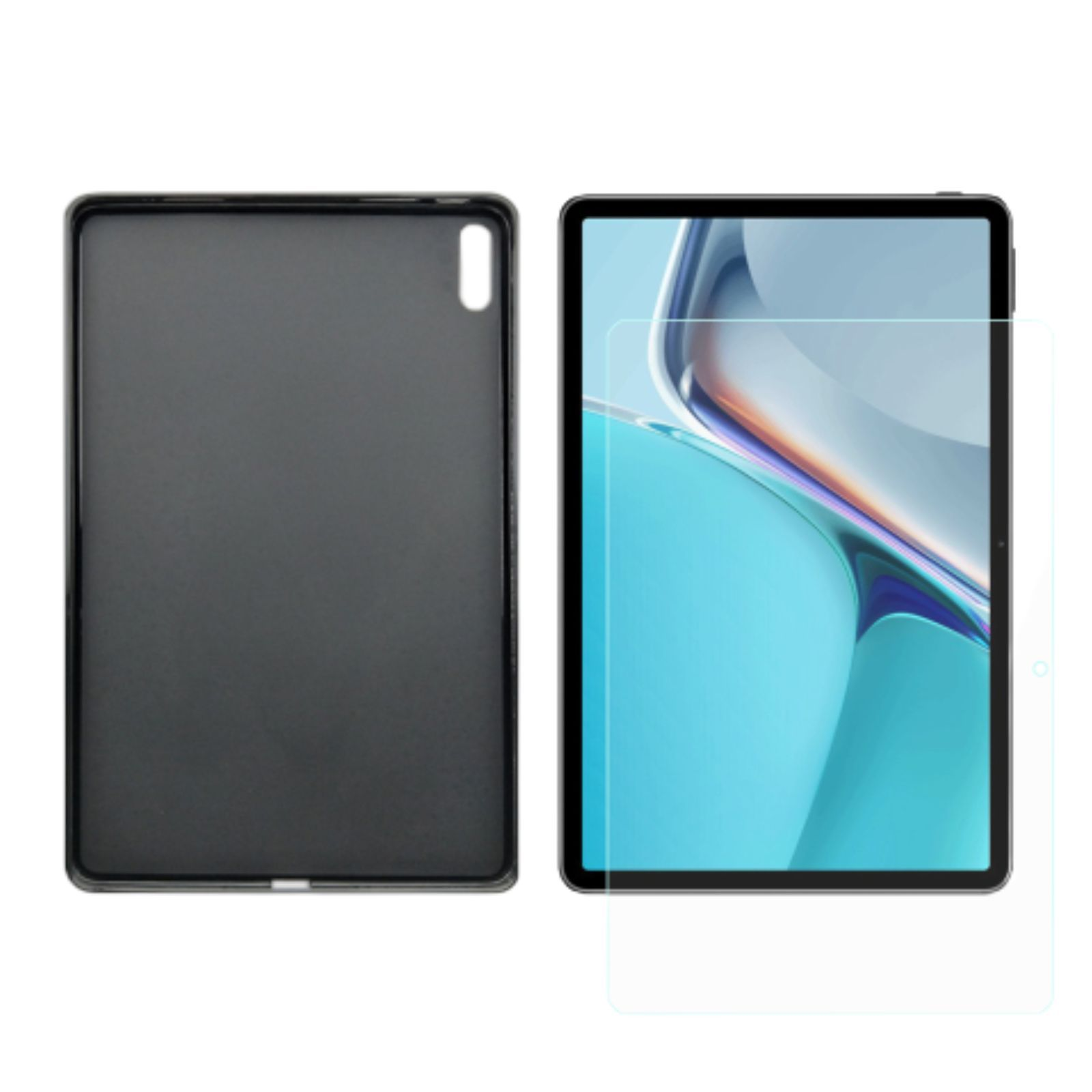 LOBWERK 2in1 Huawei MatePad Backcover 11 Zoll Schutzglas) 2021 TPU, Set 11 Schwarz für + (Schutzhülle Case