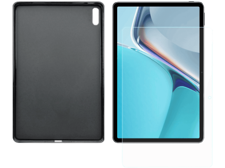 LOBWERK 2in1 Set (Schutzhülle + Schutzglas) Case Backcover für Huawei MatePad 11 2021 11 Zoll TPU, Schwarz