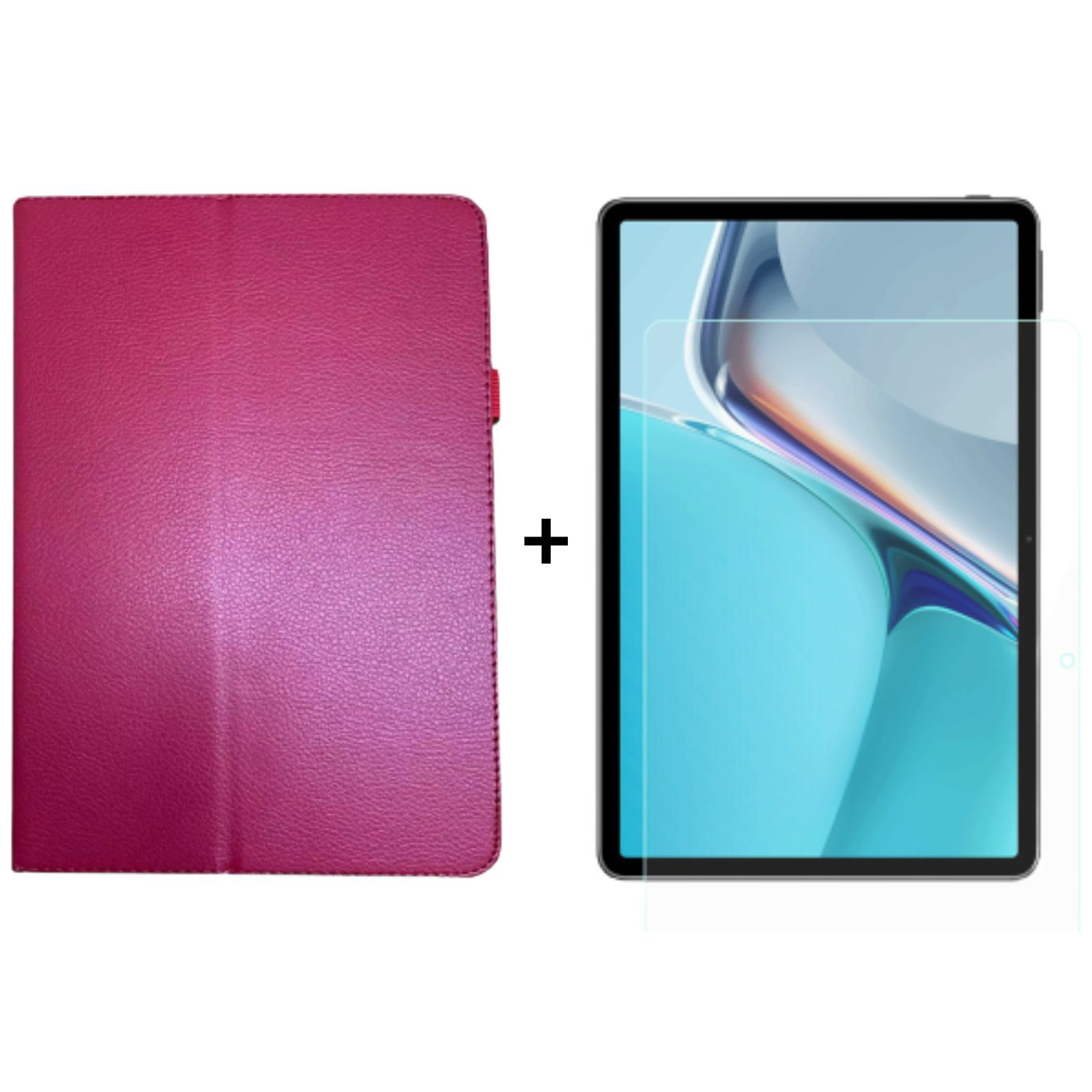 für Bookcover 11 Case LOBWERK Pink (Schutzhülle Zoll 2in1 2021 11 Huawei MatePad Kunstleder, Set Schutzglas) +